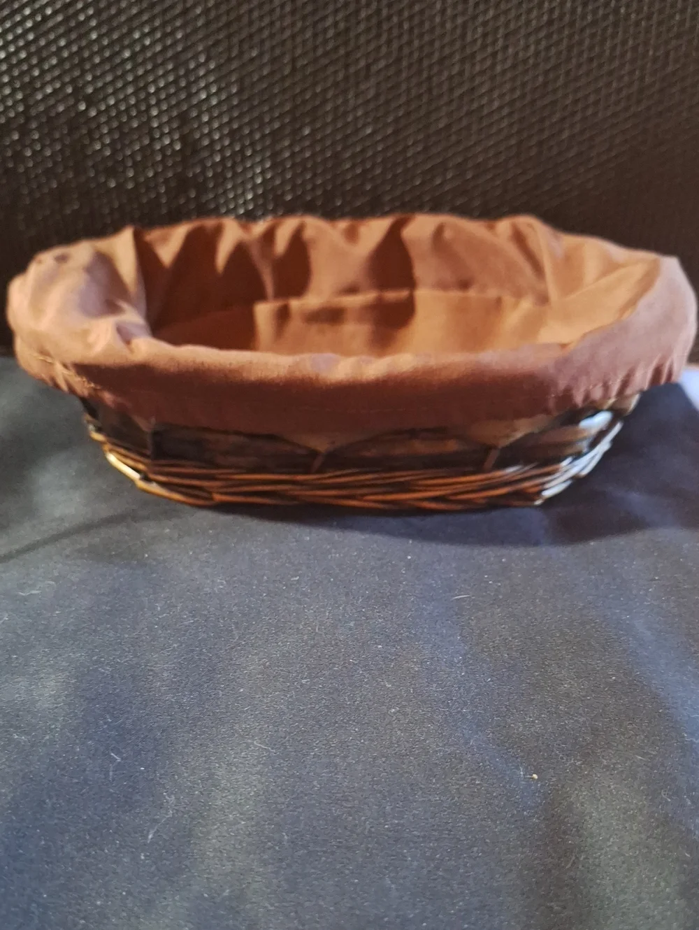 Brown Wicker Lined Bread Basket